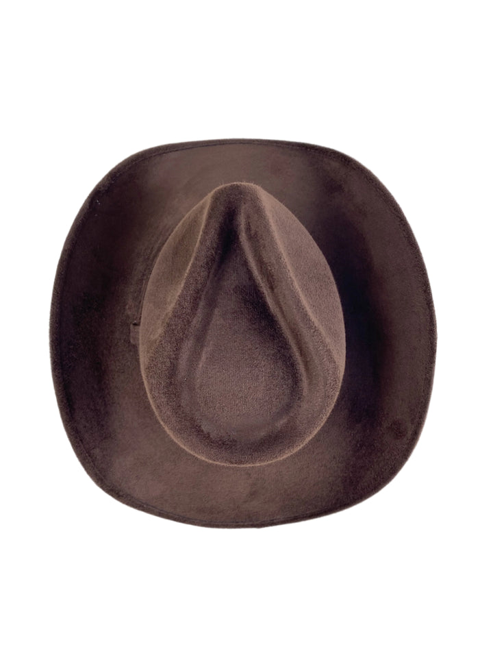 Santa Fe Vegan Suede Cowboy Rancher Hat- Chocolate W/O Band