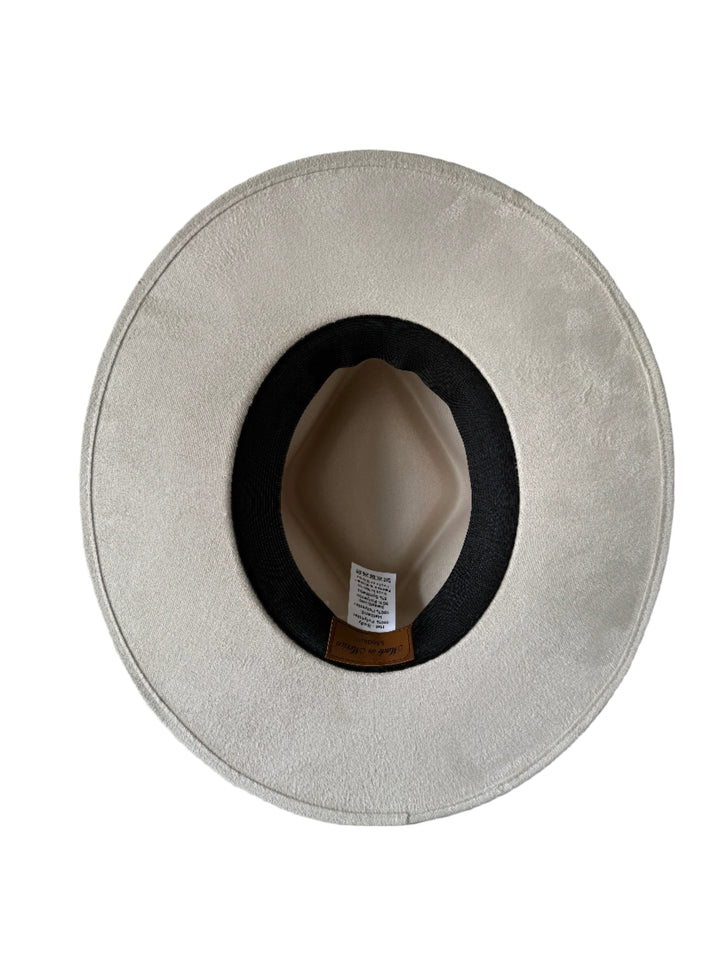 Vegan Suede Diamond Hat - Flat Brim - Ivory