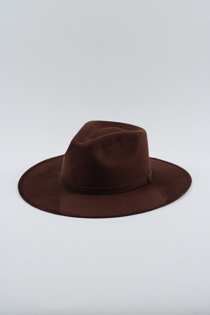 Vegan Suede Rancher Hat - Chocolate