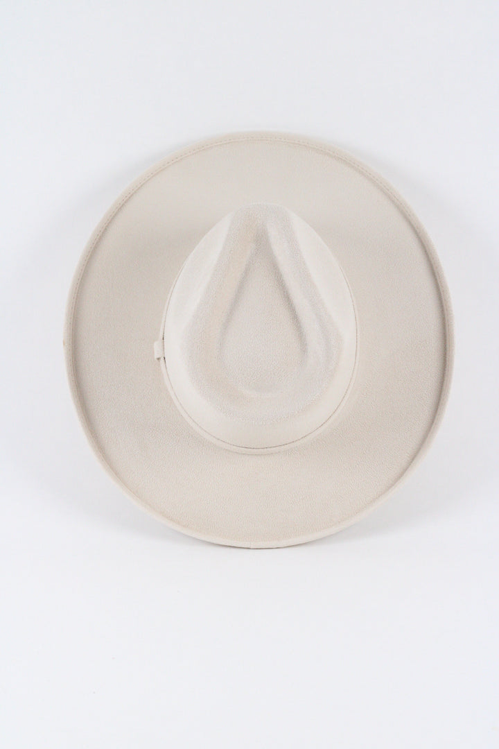 Vegan Suede Rancher Hat - Pencil Brim - Ivory
