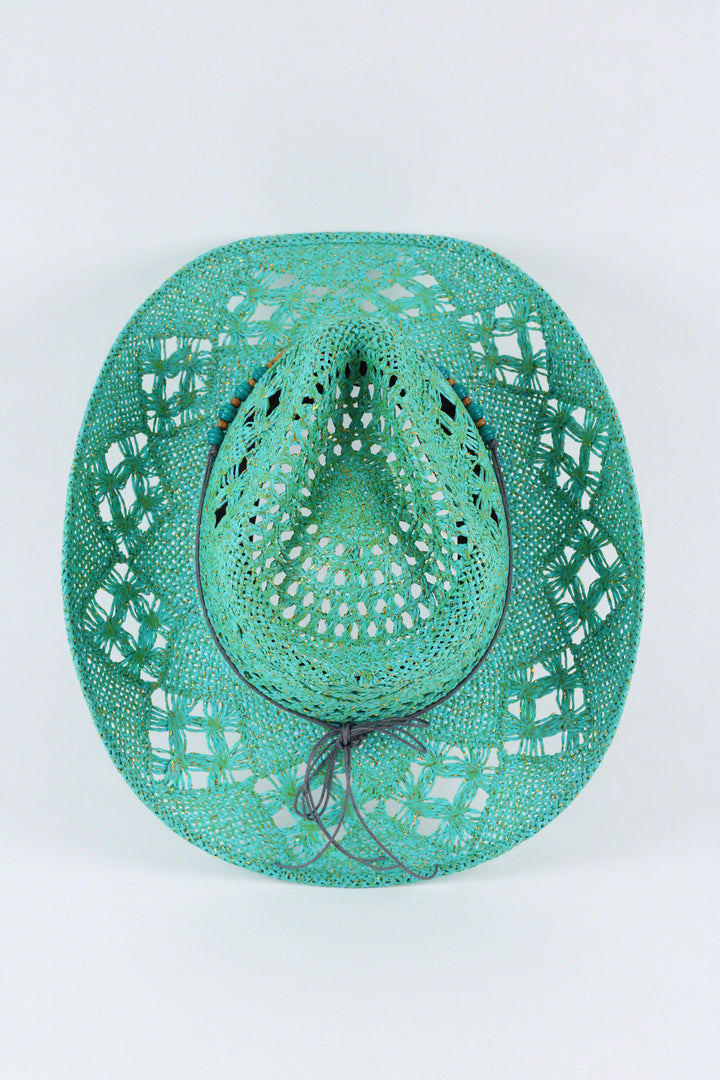 Bayside Rancher Raffia Hat - Aqua Green