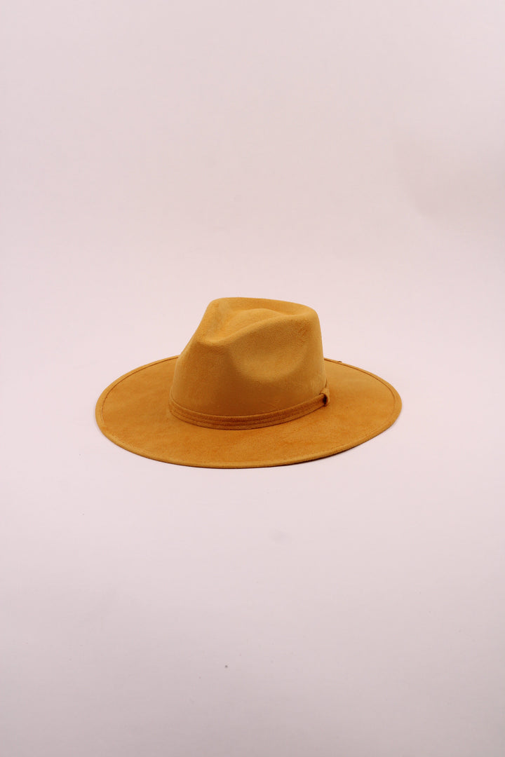 Vegan Suede Rancher Hat - Mustard
