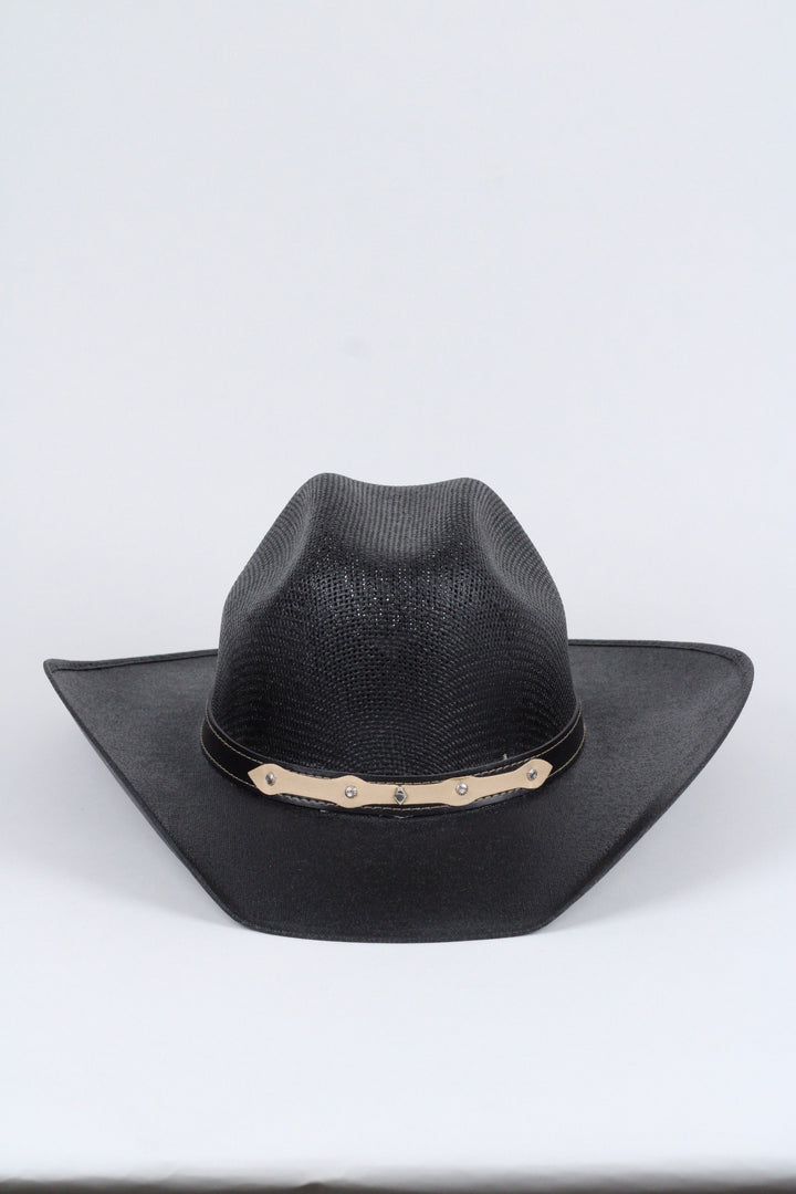 Luckenbach Bull Rider Mesh Top Structured Cowboy Hat - Black