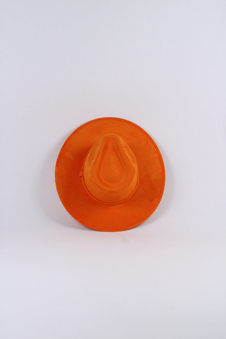 Vegan Suede Rancher Hat - Bright Orange