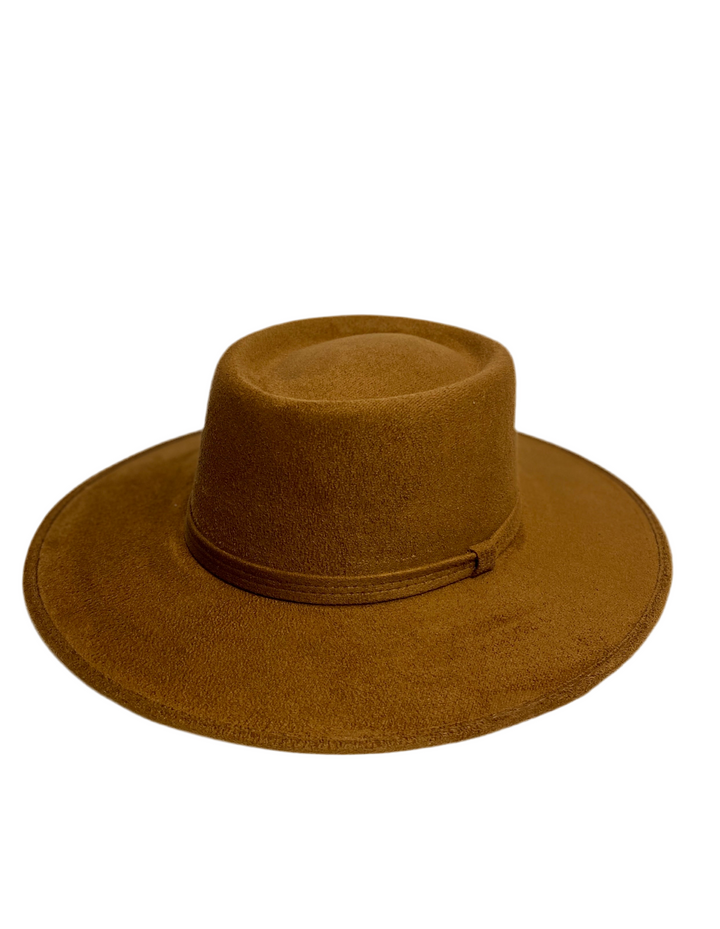 Vegan Suede Gambler Hat- Caramel