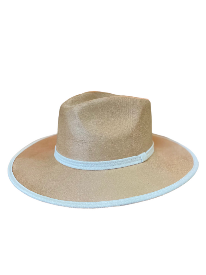 Vegan Suede Rancher Hat - Duo Tone -  Cappuccino + Ivory