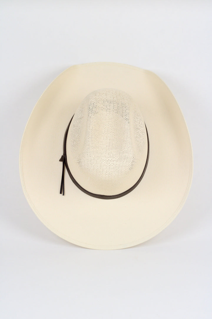 Luckenbach Bull Rider Mesh Top Structured Cowboy Hat - Natural