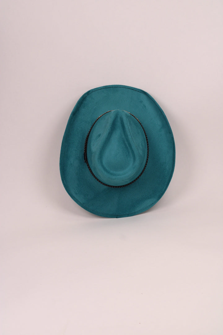 Santa Fe Vegan Suede Cowboy Rancher Hat- turquoise
