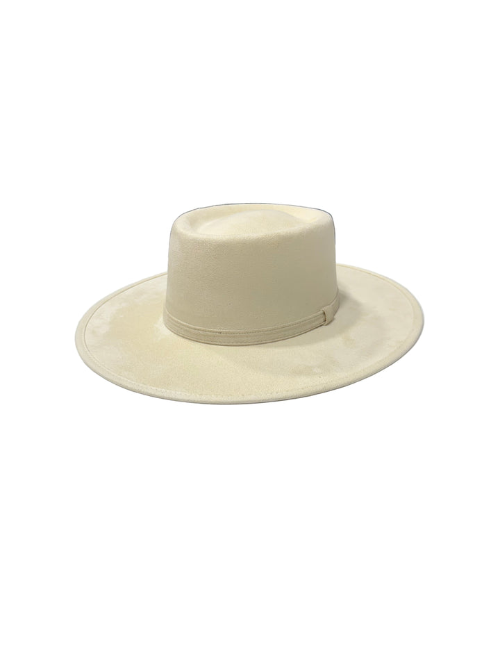 Vegan Suede Gambler Hat- Buttercream