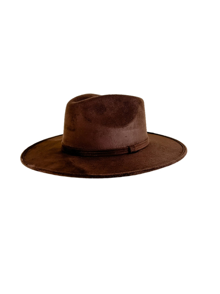 Vegan Suede Rancher Hat - Chocolate