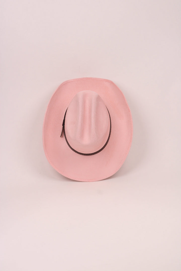 Texana Vegan Suede Cowboy Hat - Blush Pink