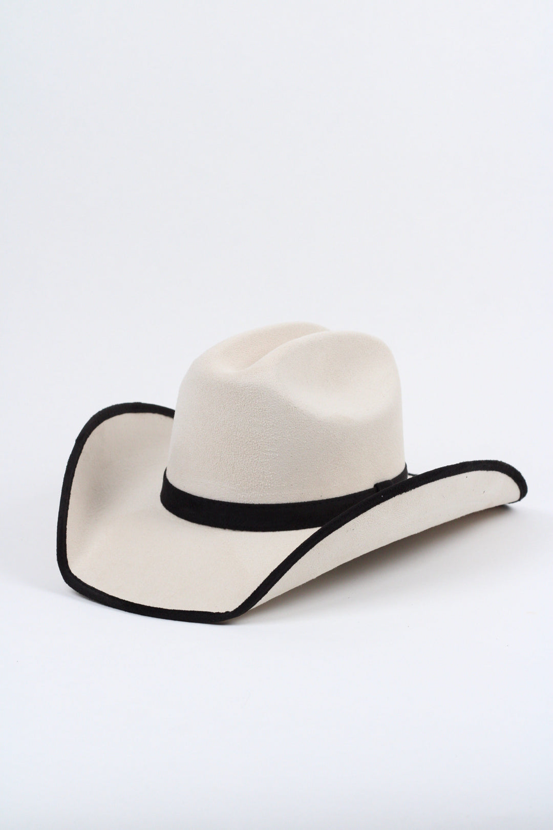 Texana Vegan Suede Cowboy Hat -Duo Tone - Ivory + Black