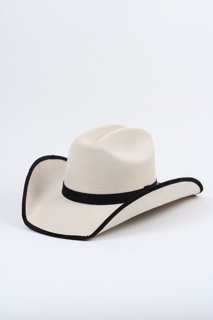 Texana Vegan Suede Cowboy Hat -Duo Tone - Ivory + Black