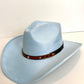 Santa Fe Vegan Suede Cowboy Rancher Hat- Light Blue