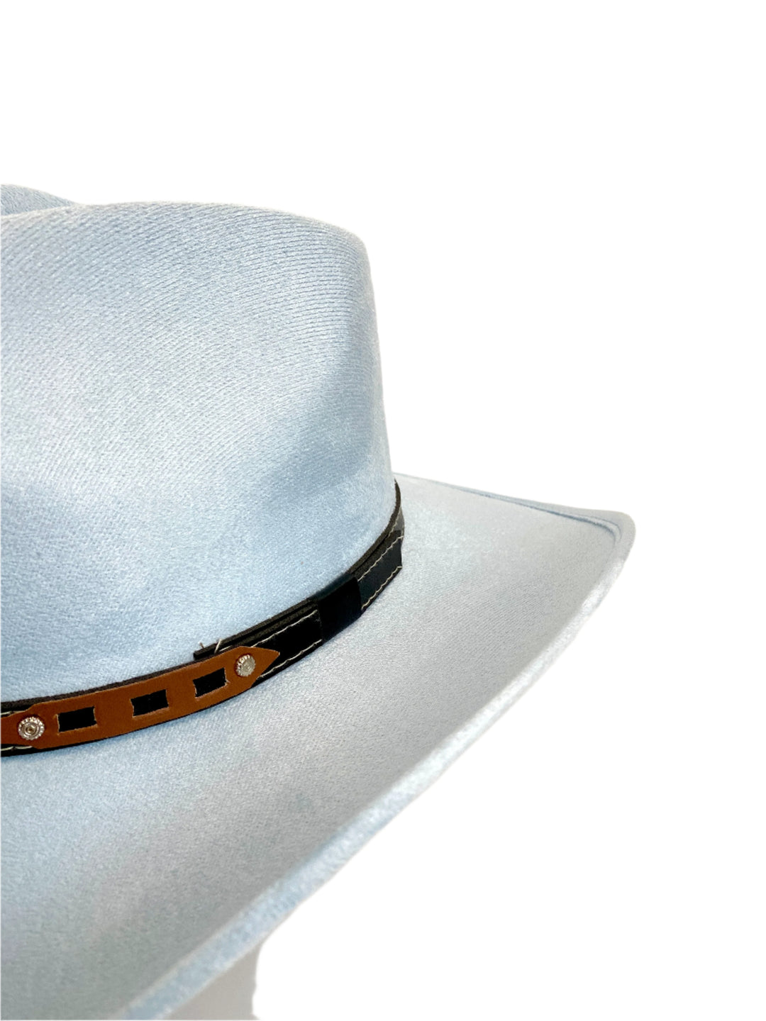 Santa Fe Vegan Suede Cowboy Rancher Hat- Light Blue