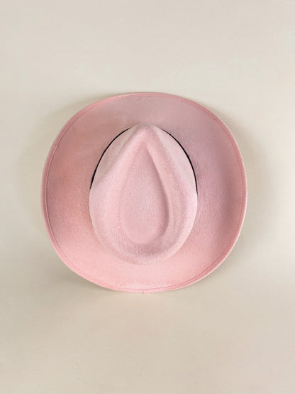 Santa Fe Vegan Suede Cowboy Rancher Hat- Blush Pink