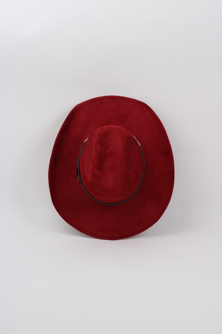 Austin Vegan Suede Cowboy Hat- Burgundy