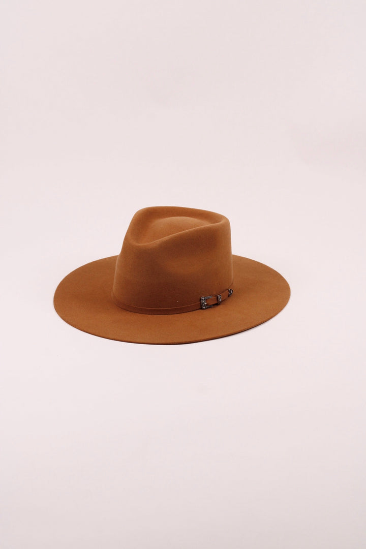 Emery Merino Wool Teardrop Rancher Hat - Caramel