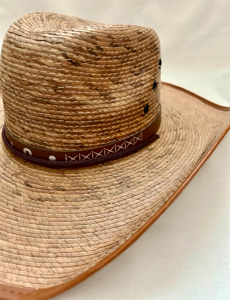 Red Rock Palm Leaf Rancher Cowboy Hat - Saddle Brown