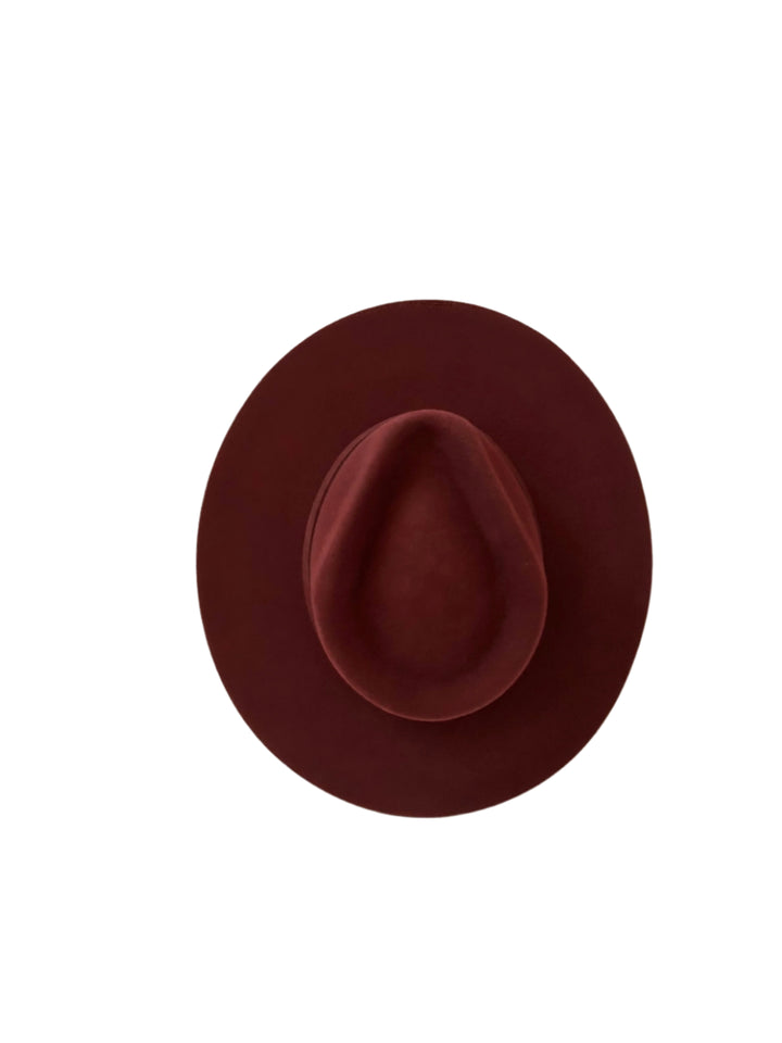 Emery Merino Wool Teardrop Rancher Hat - Wine Burgundy