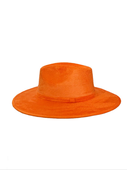 Vegan Suede Rancher Hat - Bright Orange