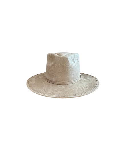 Vegan Suede Arrow Crown Hat- Sand