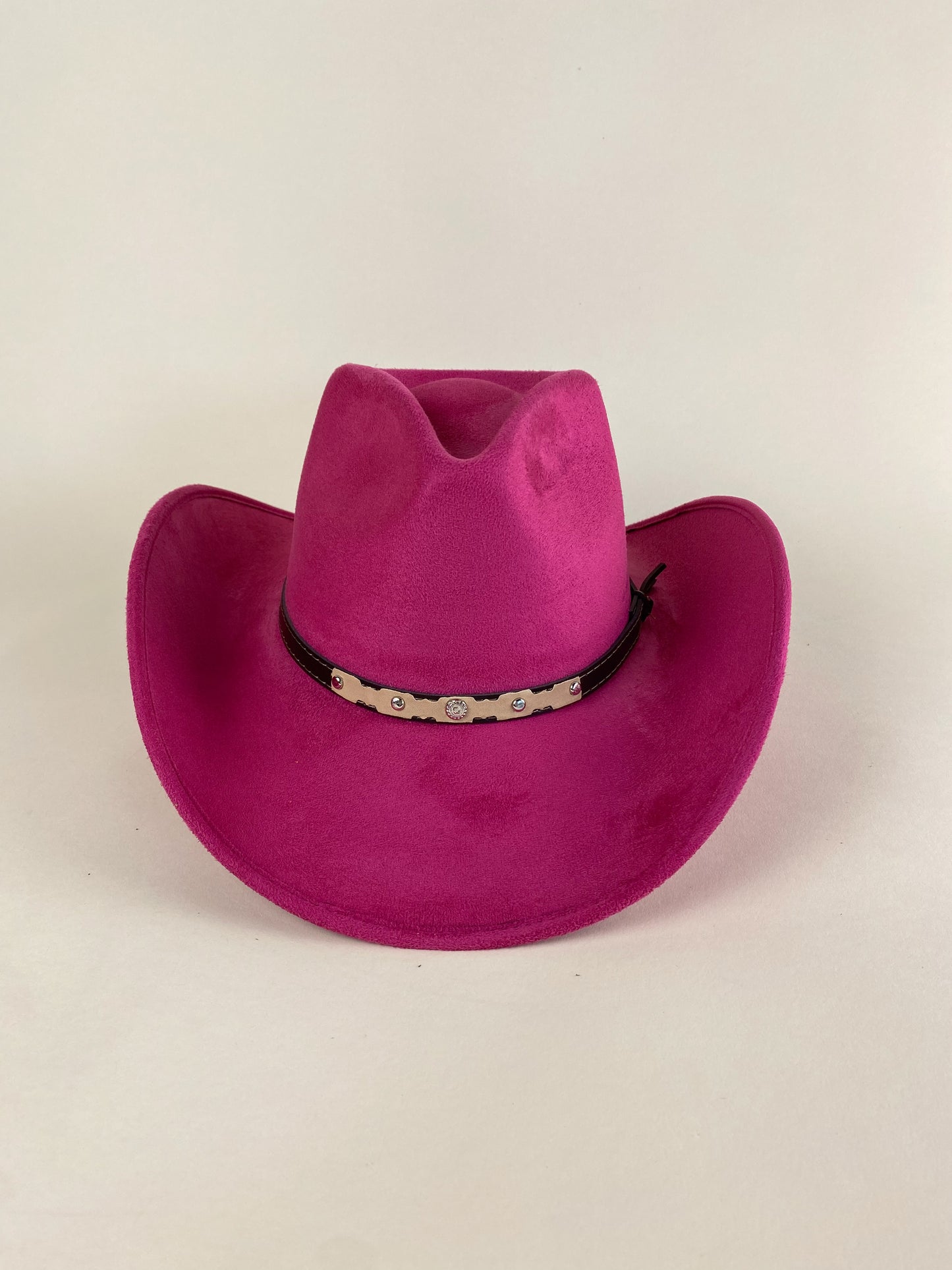 Santa Fe Vegan Suede Cowboy Rancher Hat- Magenta