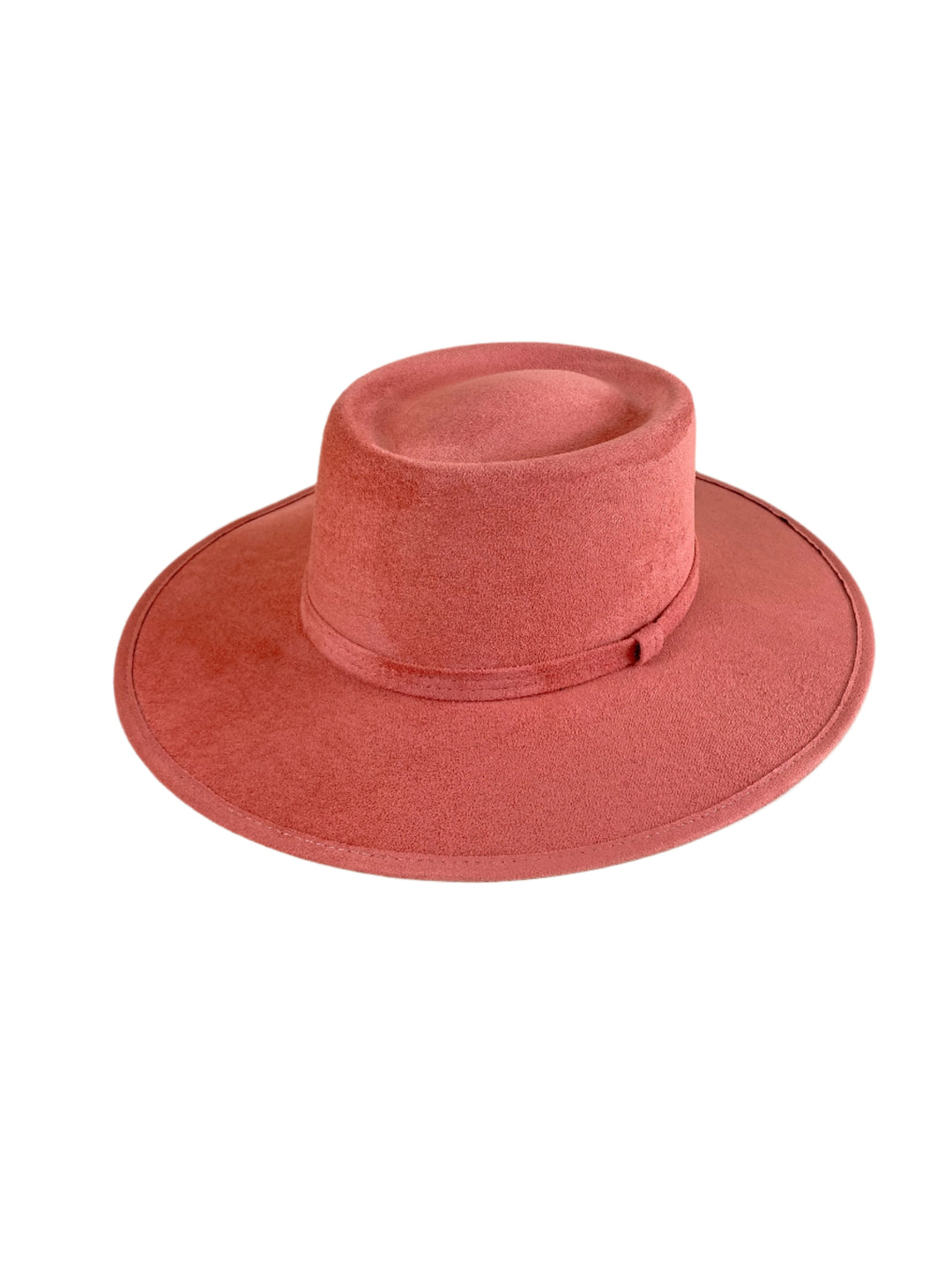Vegan Suede Gambler Hat- Coral