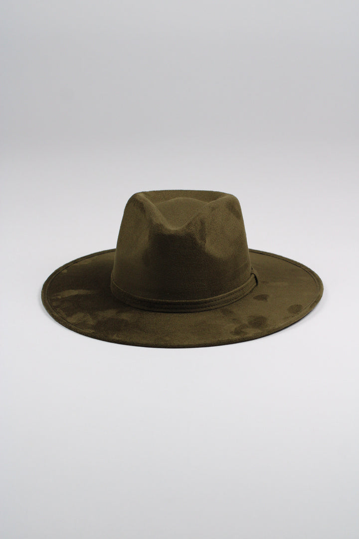 Vegan Suede Rancher Hat - Olive Green