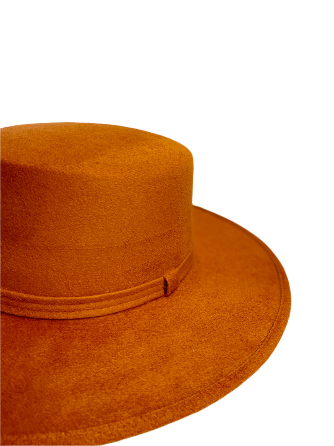 Vegan Suede Flat Top Hat- Orange