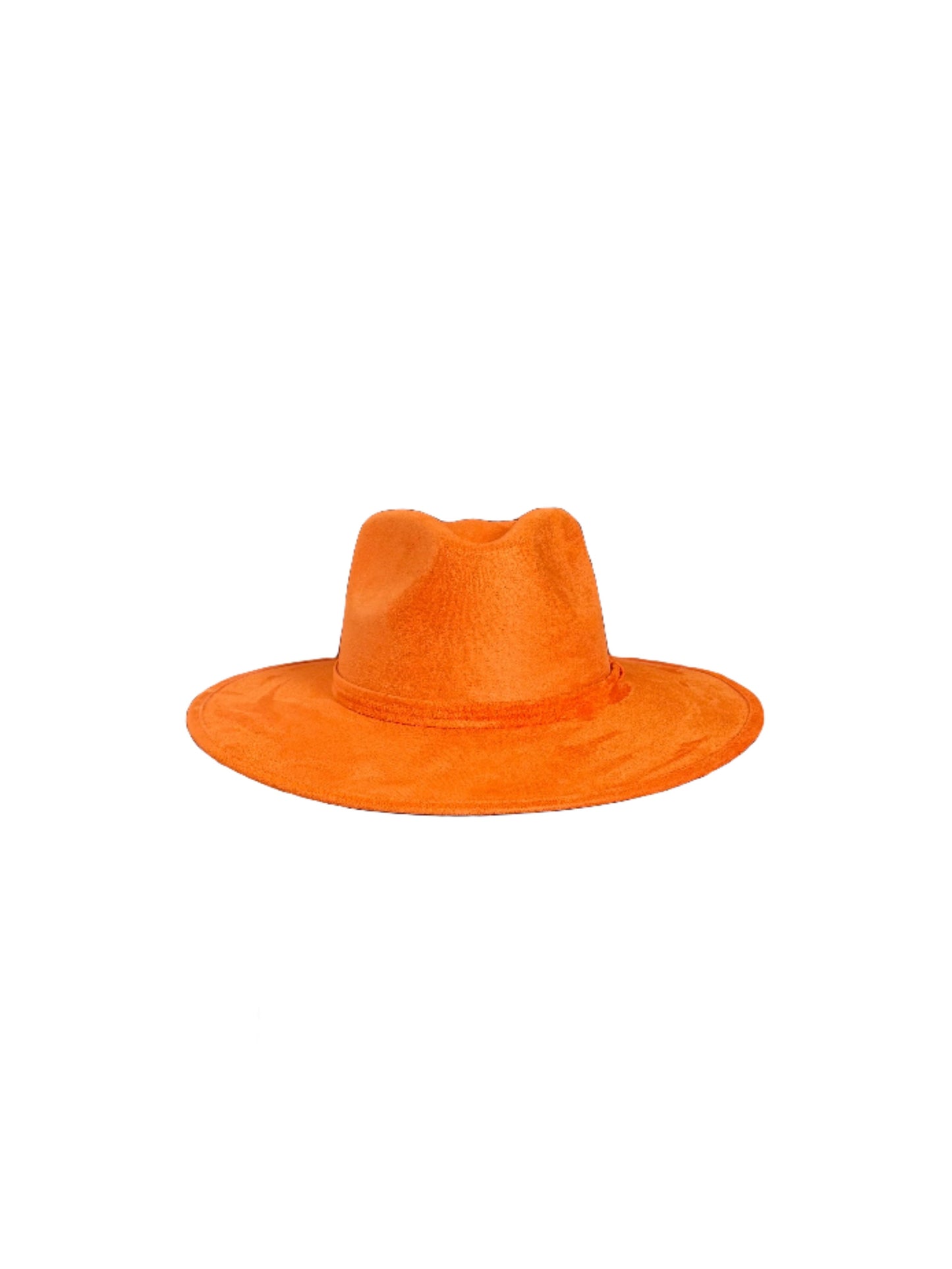 Vegan Suede Rancher Hat - Bright Orange