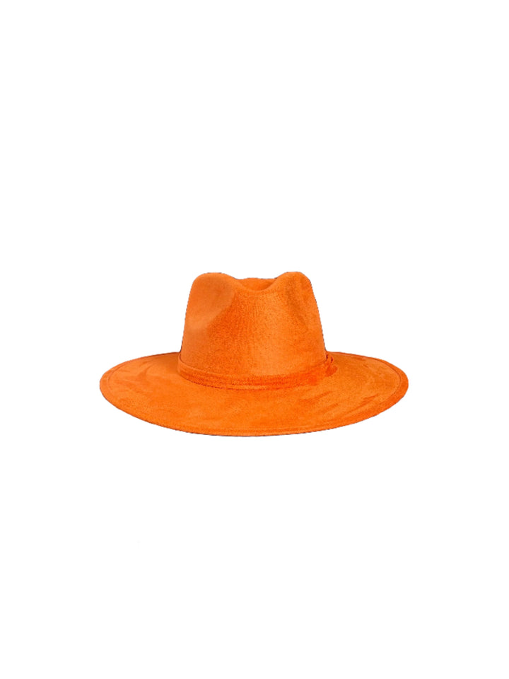 Vegan Suede Rancher Hat - Bright Orange