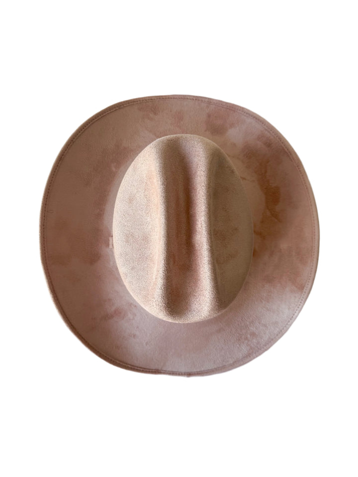 Texana Vegan Suede Cowboy Hat w/o band - Pale Dusty Rose