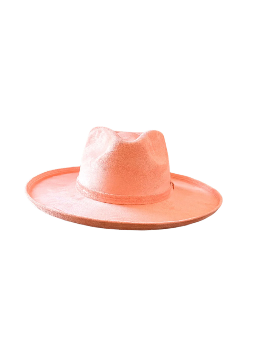 Vegan Suede Rancher Hat - Pencil Brim - Peach