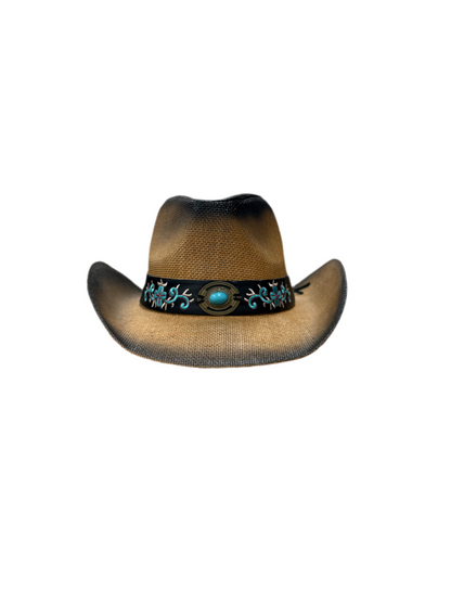 Ellie Cowboy Straw Hat- Brown with Black Band