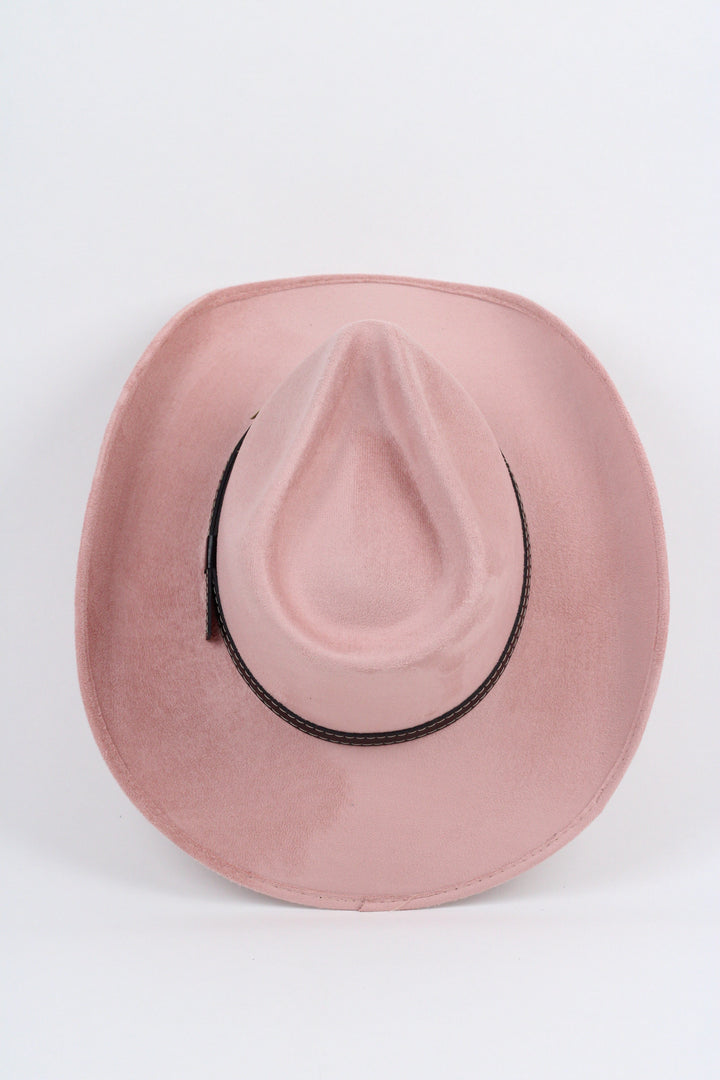 Santa Fe Vegan Suede Cowboy Rancher Hat- Pale Dusty Rose