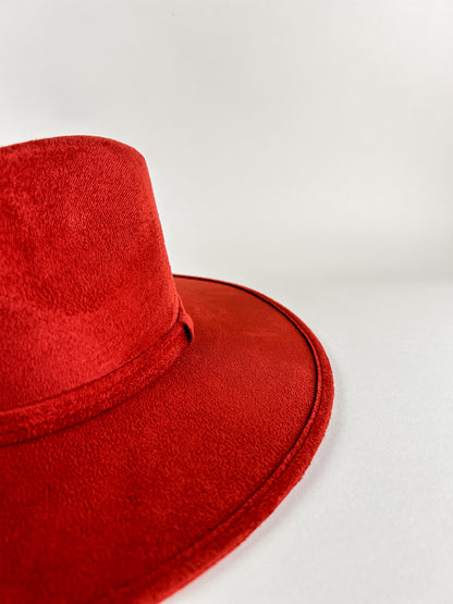 Vegan Suede Teardrop Hat- Lipstick Red