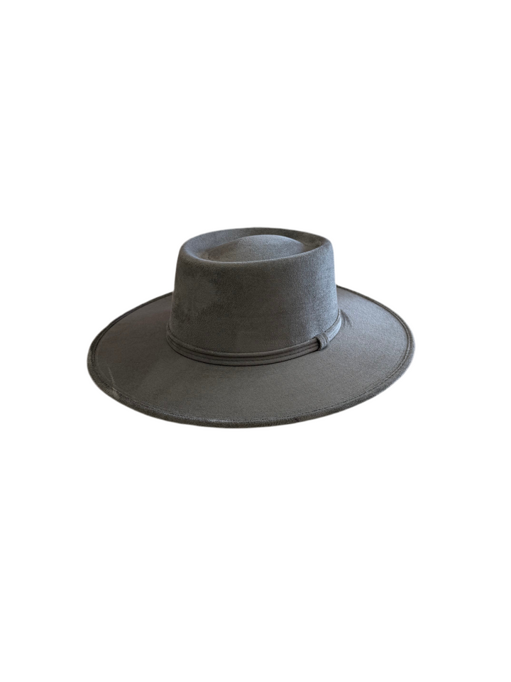 Vegan Suede Gambler Hat- Grey