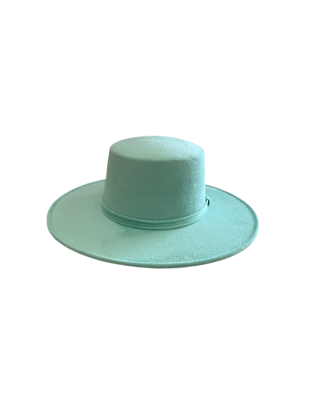 Vegan Suede Flat Top Hat-  Mint