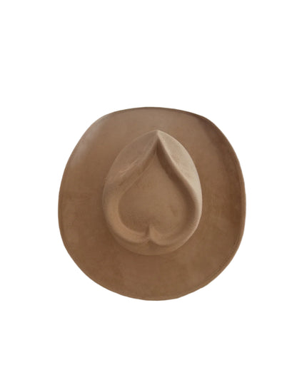 Vegan Suede Heart Shaped Cowboy Hat- Nude