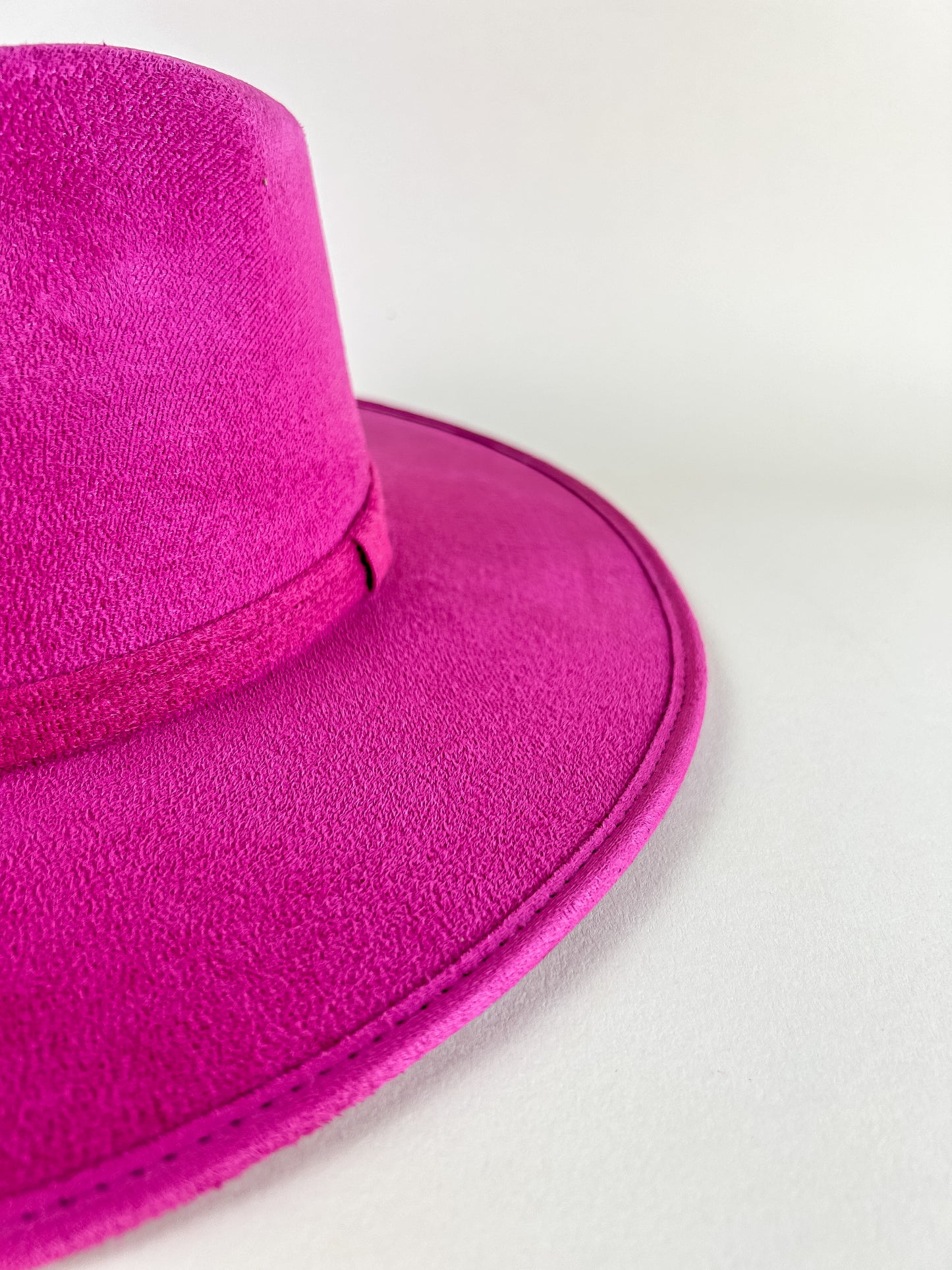 Vegan Suede Teardrop Hat- Magenta Pink