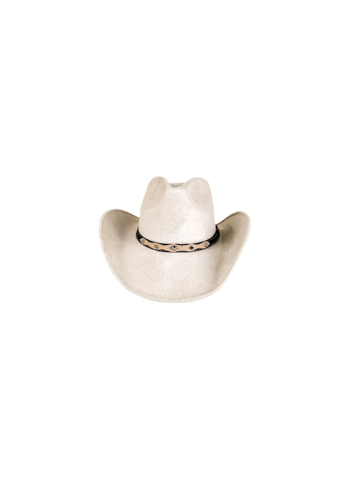 Santa Fe Vegan Suede Cowboy Rancher Hat- Ivory