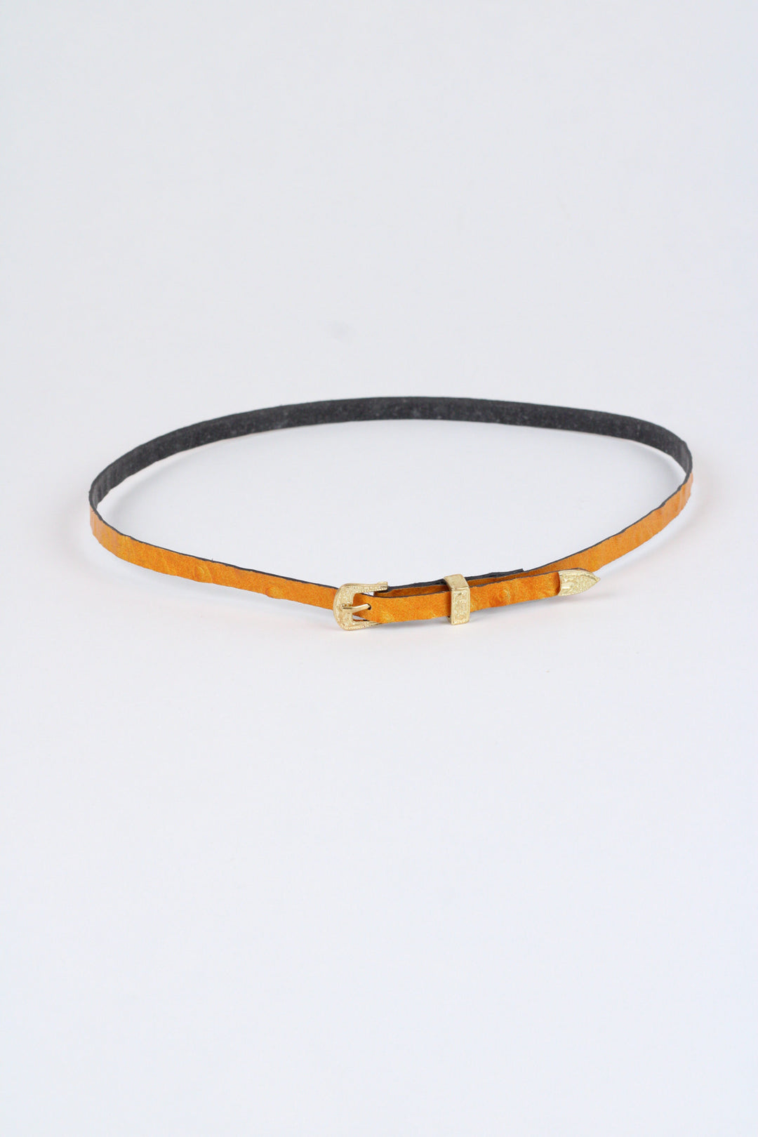 *Ostrich Print Leather Hat Band w/ Buckle