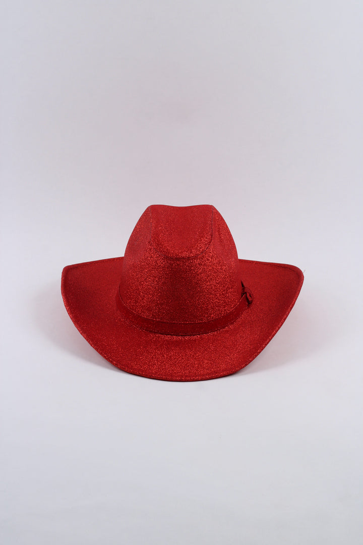 Western Cowboy Glitter Hat- Lipstick Red
