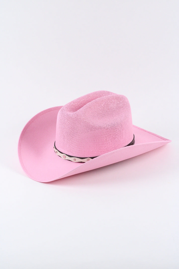 Luckenbach Cattlemen Mesh Top Structured Cowboy Hat - Pink