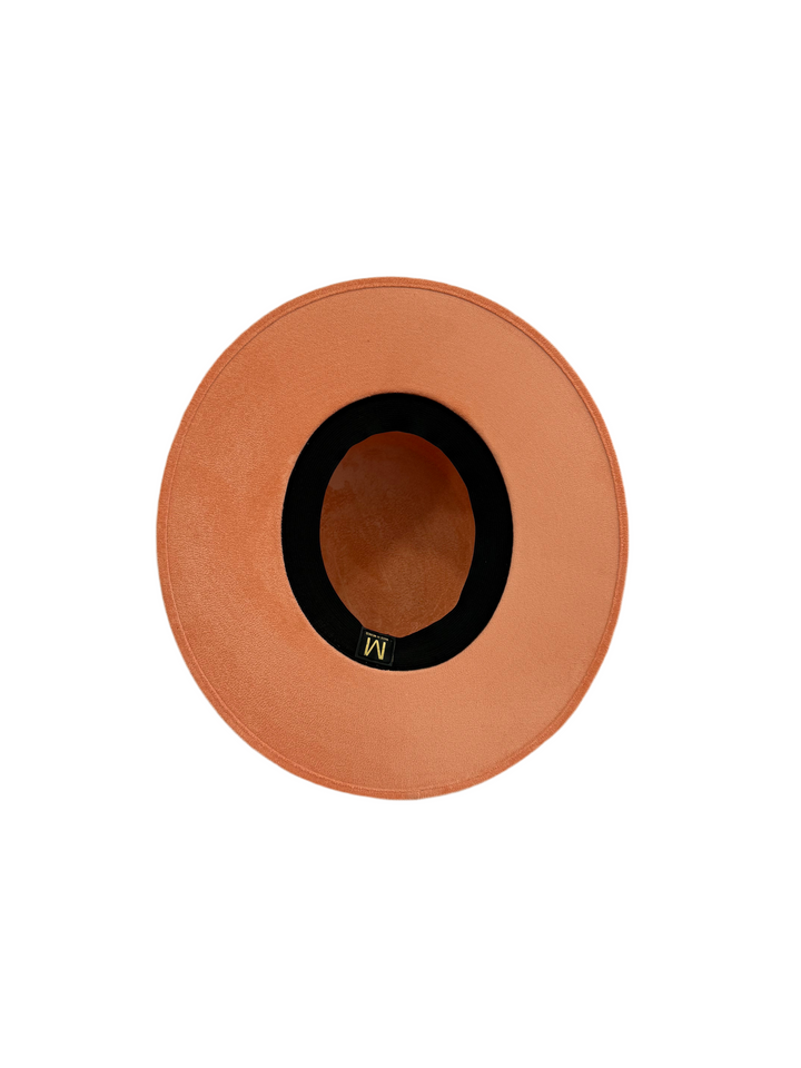 Vegan Suede Flat Top Hat-  Peach