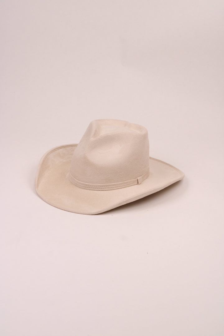 Vegan Suede Heart Shaped Cowboy Hat- Ivory