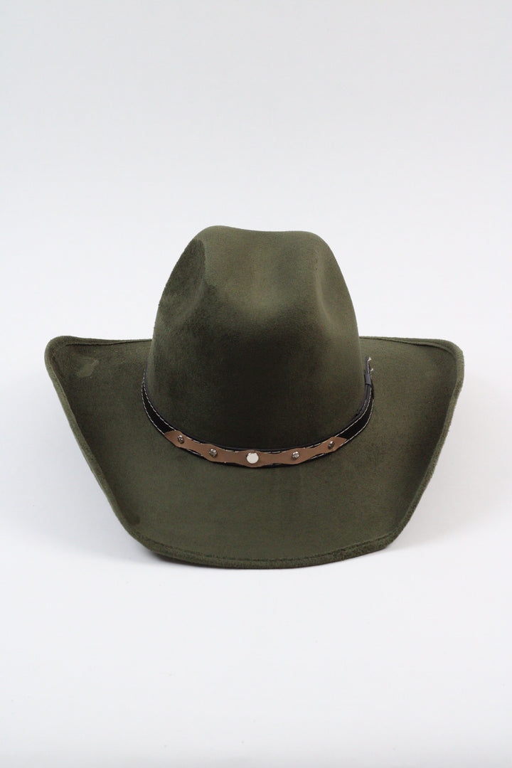 Austin Vegan Suede Cowboy Hat- Olive Green
