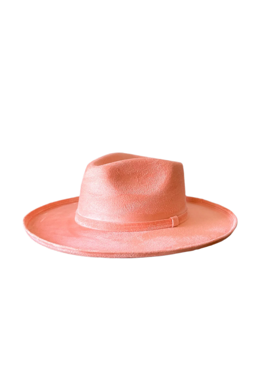 Vegan Suede Rancher Hat - Pencil Brim - Peach