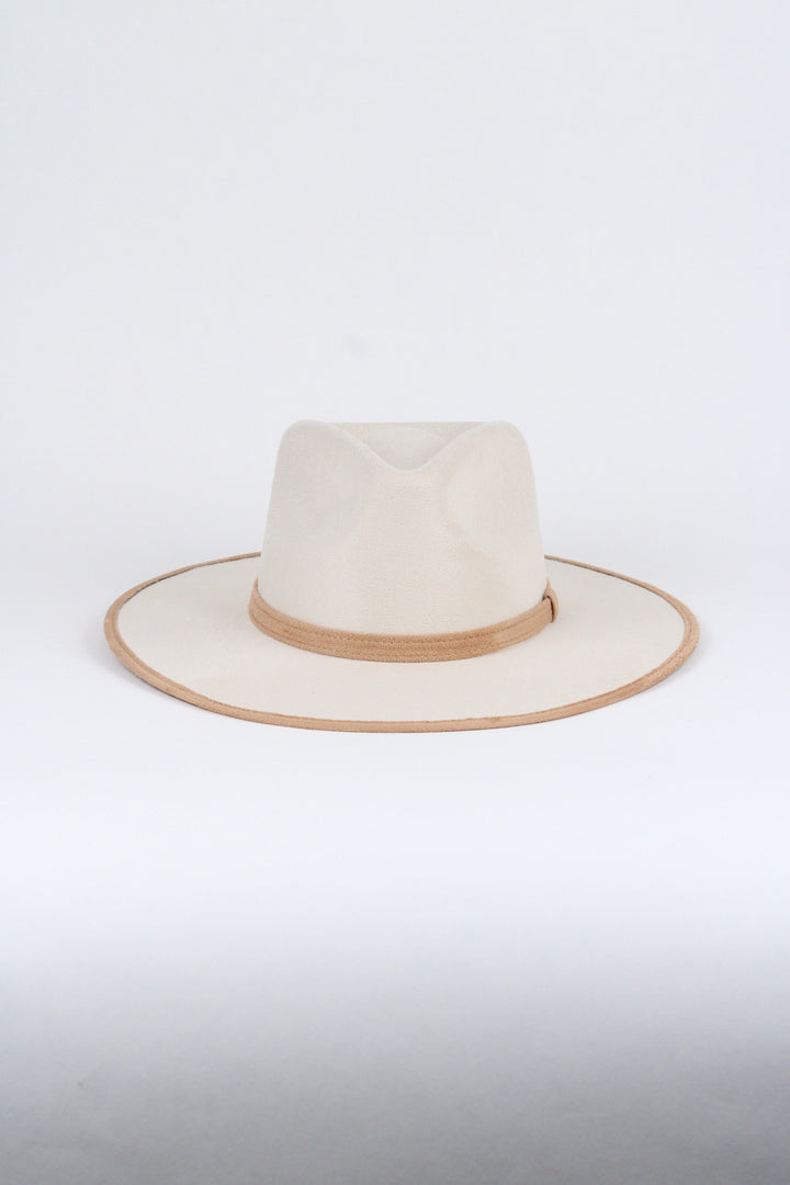 Vegan Suede Rancher Hat - Duo Tone - Ivory + Cappuccino